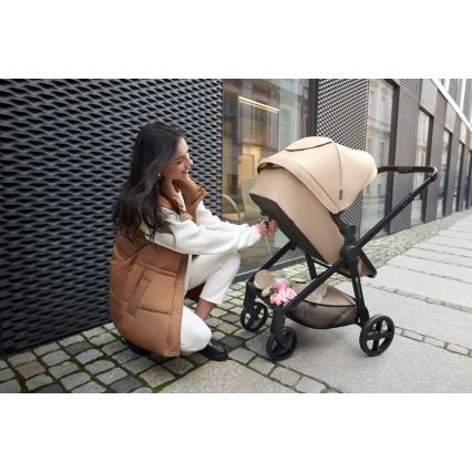 KINDERKRAFT - Kombinovaný kočárek 3v1 NEWLY Sand beige + autosedačka MINK PRO