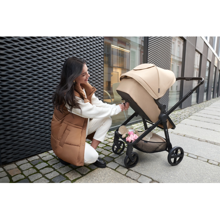 KINDERKRAFT - Kombinovaný kočárek 3v1 NEWLY Sand beige + autosedačka MINK PRO