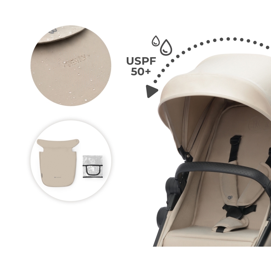 KINDERKRAFT - Kombinovaný kočárek 3v1 NEWLY Sand beige + autosedačka MINK PRO