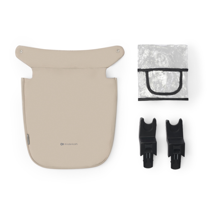 KINDERKRAFT - Kombinovaný kočárek 3v1 NEWLY Sand beige + autosedačka MINK PRO