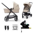 KINDERKRAFT - Kombinovaný kočárek 4v1 NEWLY Classic beige + autosedačka MINK PRO se základnou ISOFIX