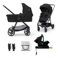 KINDERKRAFT - Kombinovaný kočárek 4v1 NEWLY Classic black + autosedačka MINK PRO se základnou ISOFIX