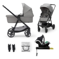 KINDERKRAFT - Kombinovaný kočárek 4v1 NEWLY Classic grey + autosedačka MINK PRO se základnou ISOFIX