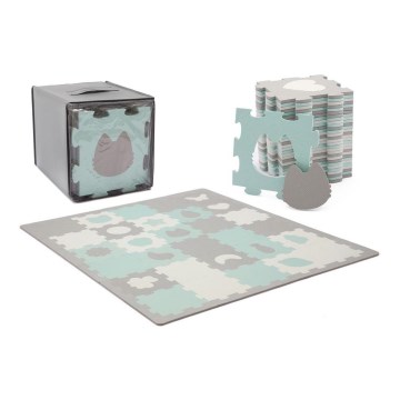 KINDERKRAFT - Pěnové puzzle LUNO 30ks šedá/mintová