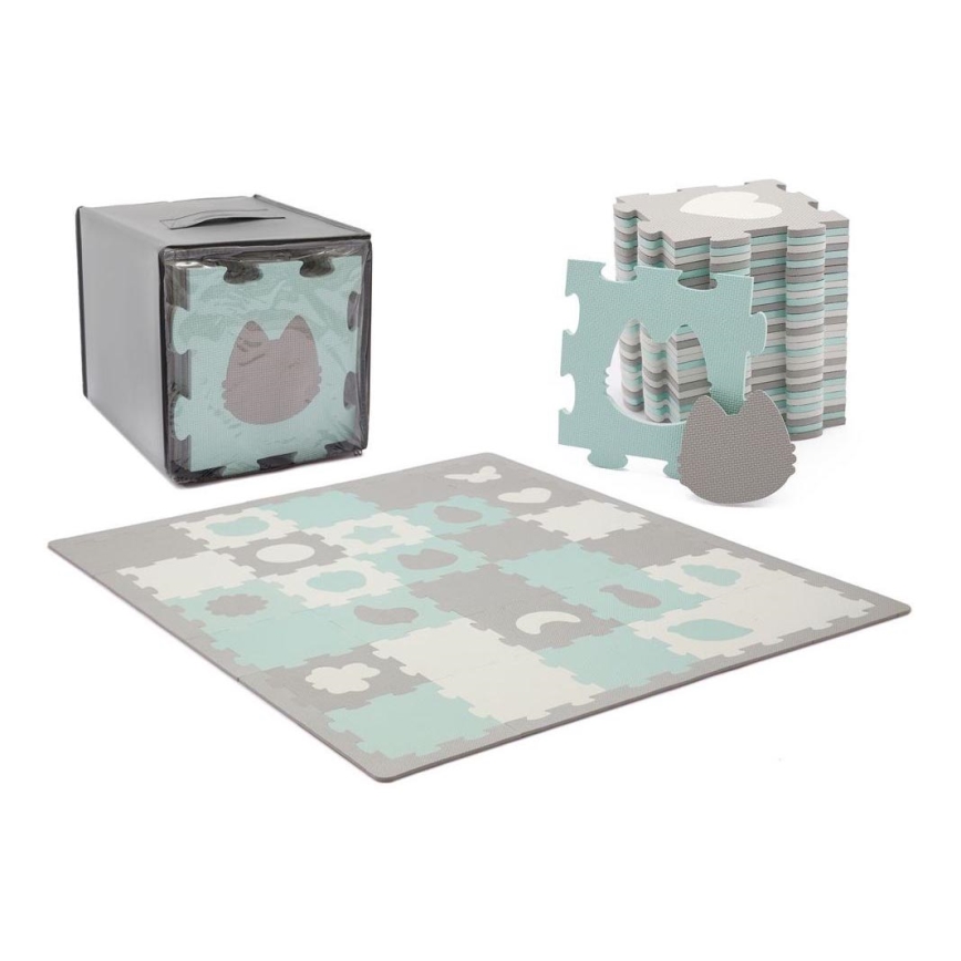 KINDERKRAFT - Pěnové puzzle LUNO 30ks šedá/mintová