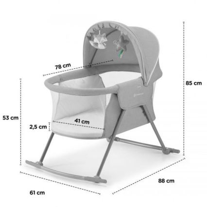 KINDERKRAFT - Postýlka dětská 3v1 LOVI šedá