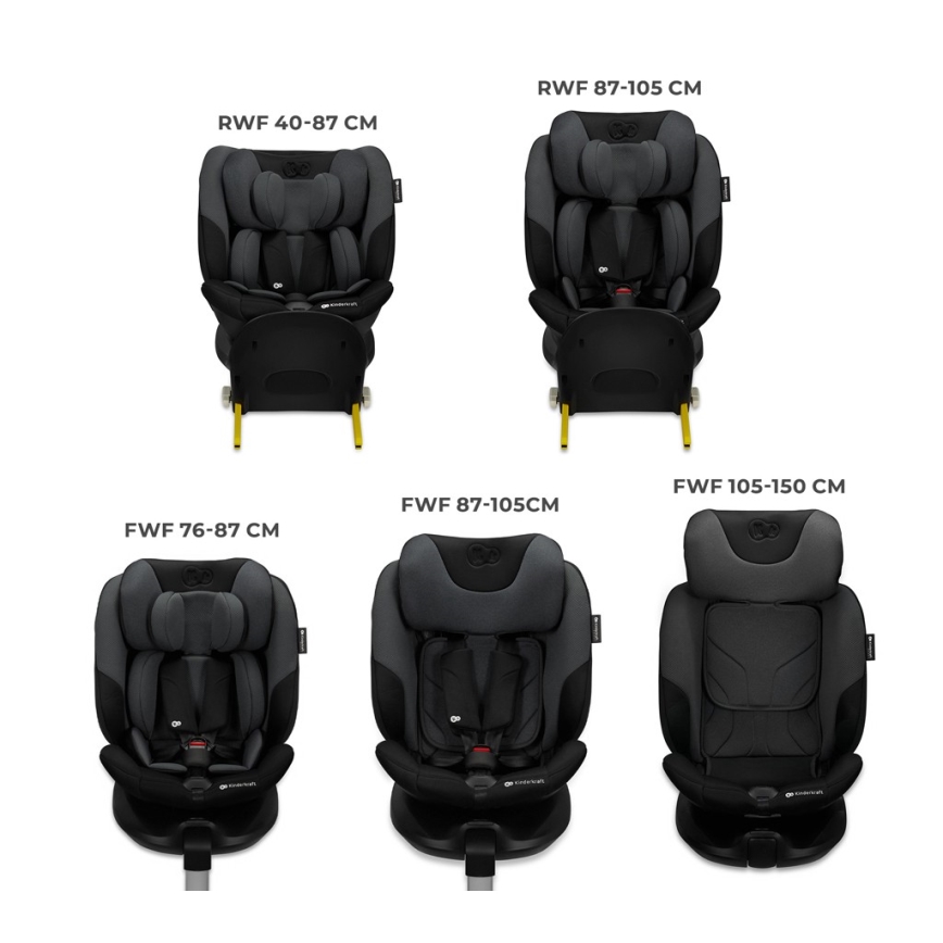 KINDERKRAFT SELECT - Autosedačka s otočnou základnou I-FIX (40-150 cm) Graphite black