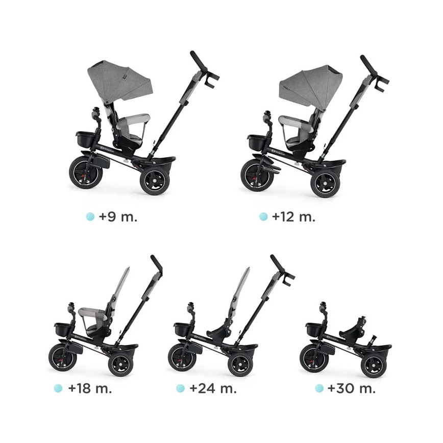 KINDERKRAFT - Dětská tříkolka 5v1 SPINSTEP šedá