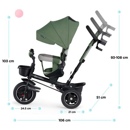 KINDERKRAFT SELECT - Dětská tříkolka SPINSTEP Premium zelená