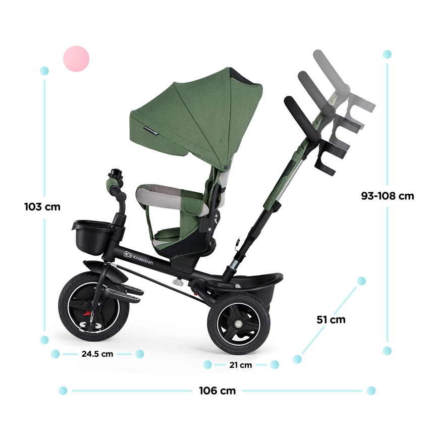 KINDERKRAFT SELECT - Dětská tříkolka SPINSTEP Premium zelená