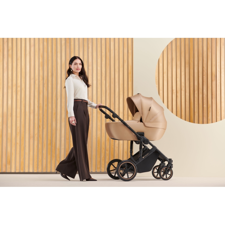KINDERKRAFT SELECT - Kombinovaný kočárek 3v1 PRIME 2 Premium Sandrose beige + autosedačka