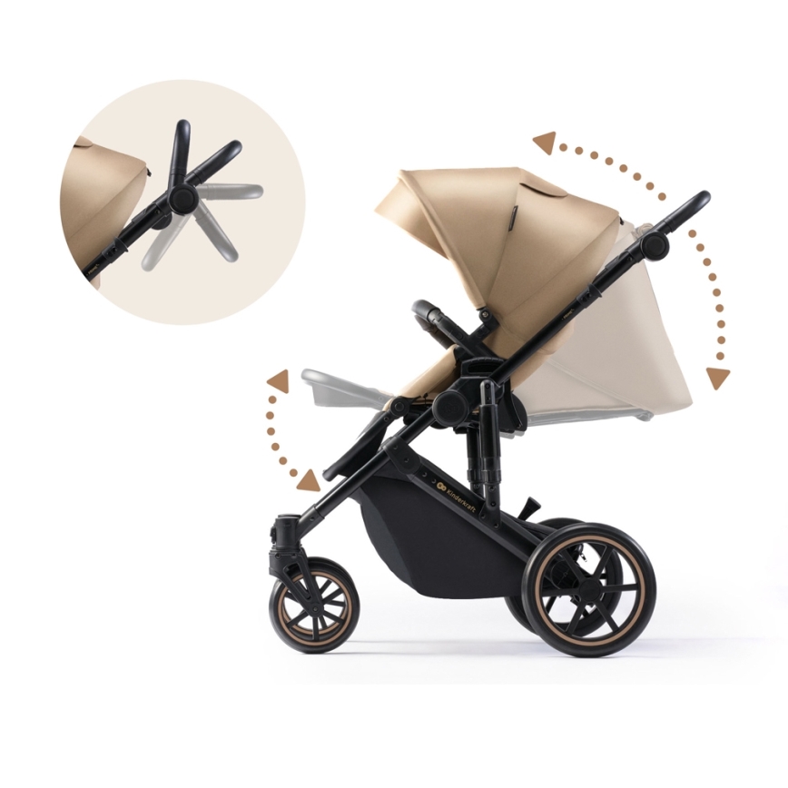 KINDERKRAFT SELECT - Kombinovaný kočárek 3v1 PRIME 2 Premium Sandrose beige + autosedačka