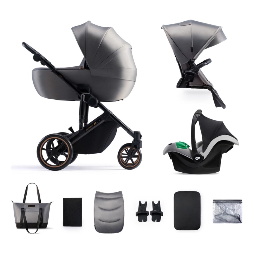 KINDERKRAFT SELECT - Kombinovaný kočárek 3v1 PRIME 2 Premium Shadow grey + autosedačka