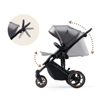 KINDERKRAFT SELECT - Kombinovaný kočárek 3v1 PRIME 2 Premium Shadow grey + autosedačka