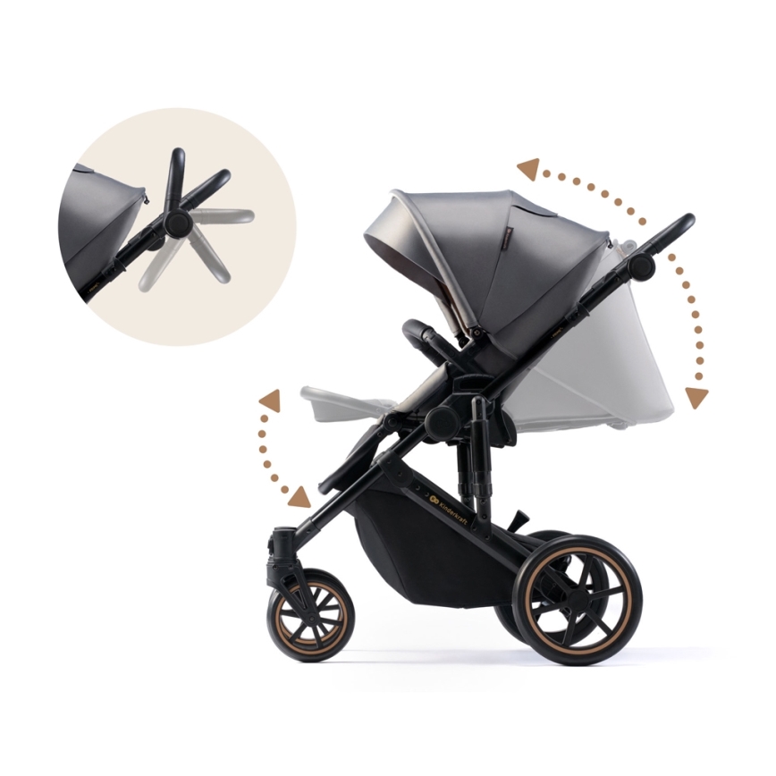 KINDERKRAFT SELECT - Kombinovaný kočárek 3v1 PRIME 2 Premium Shadow grey + autosedačka
