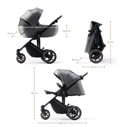 KINDERKRAFT SELECT - Kombinovaný kočárek 3v1 PRIME 2 Premium Shadow grey + autosedačka
