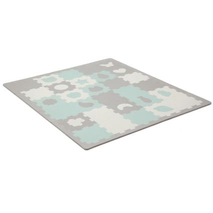 KINDERKRAFT - Pěnové puzzle LUNO 30ks šedá/mintová