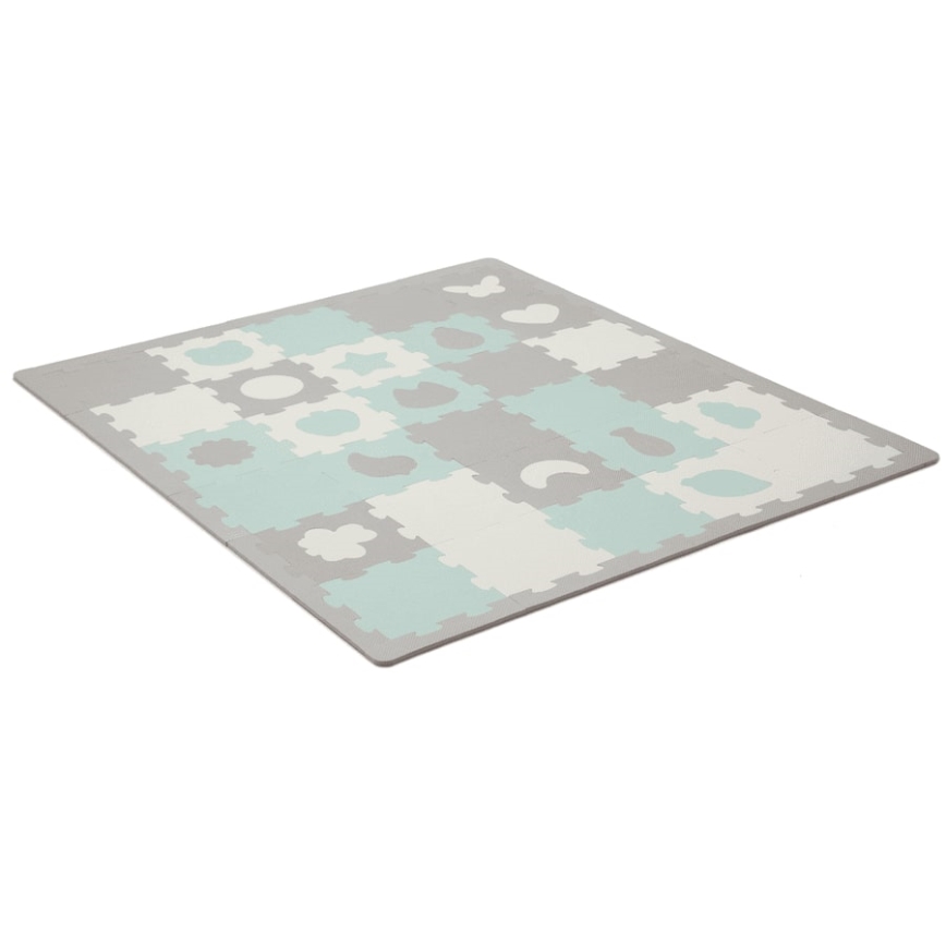 KINDERKRAFT - Pěnové puzzle LUNO 30ks šedá/mintová