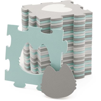 KINDERKRAFT - Pěnové puzzle LUNO 30ks šedá/mintová
