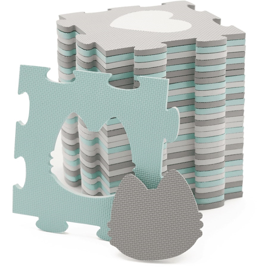 KINDERKRAFT - Pěnové puzzle LUNO 30ks šedá/mintová