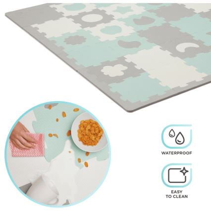 KINDERKRAFT - Pěnové puzzle LUNO 30ks šedá/mintová