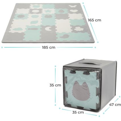 KINDERKRAFT - Pěnové puzzle LUNO 30ks šedá/mintová