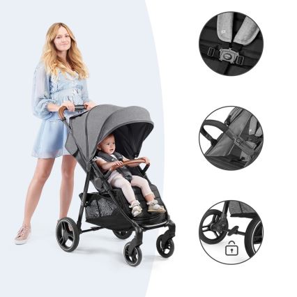 KINDERKRAFT - Sportovní kočárek GRANDE PLUS šedá