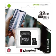 Kingston - MicroSDHC 32GB Canvas Select Plus U1 100MB/s + SD adaptér