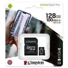 Kingston - MicroSDXC 128GB Canvas Select Plus U1 100MB/s + SD adaptér