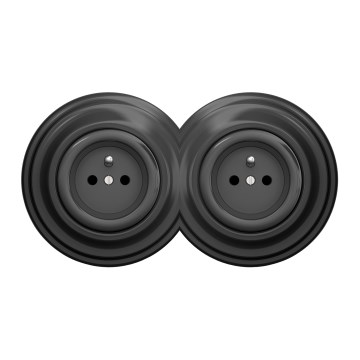 Kliklap - Dvojitá retro zásuvka domovní  s rámečkem 230V antracit