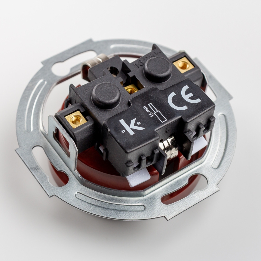 Kliklap - Dvojitá retro zásuvka domovní s rámečkem SCHUKO 230V hnědá