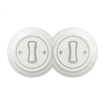 Kliklap - Dvojitý retro jednopólový vypínač s rámečkem č. 1 sněhově bílá