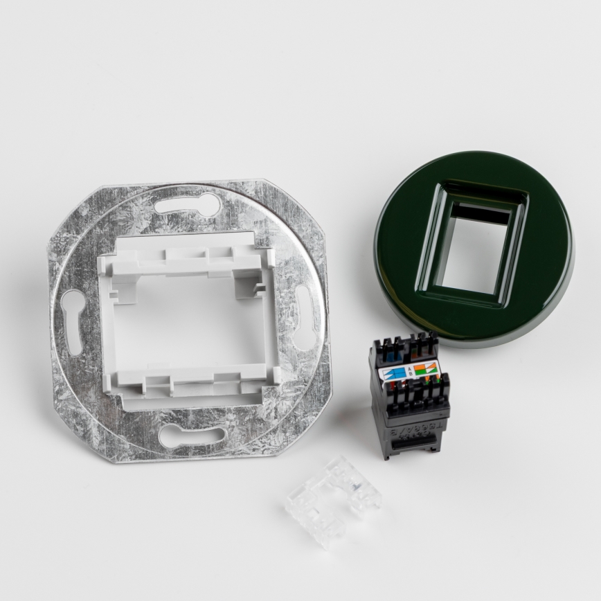 Kliklap - Retro datová zásuvka s rámečkem zelená