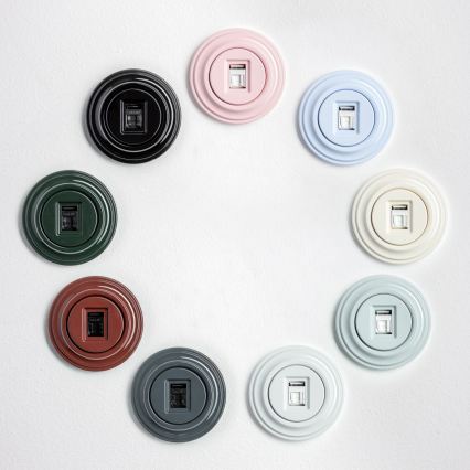 Kliklap - Retro datová zásuvka s rámečkem zelená