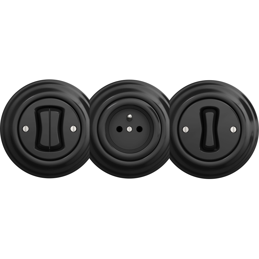 Kliklap - Retro dvojité tlačítko bez rámečku černá