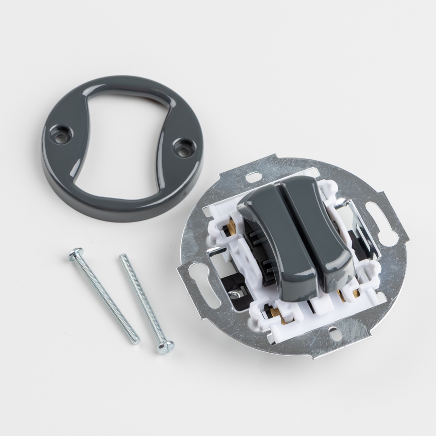 Kliklap - Retro dvojité tlačítko s rámečkem antracit