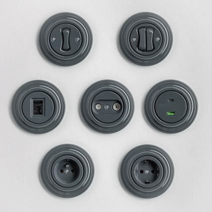 Kliklap - Retro dvojité tlačítko s rámečkem antracit