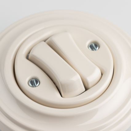 Kliklap - Retro dvojité tlačítko s rámečkem béžová