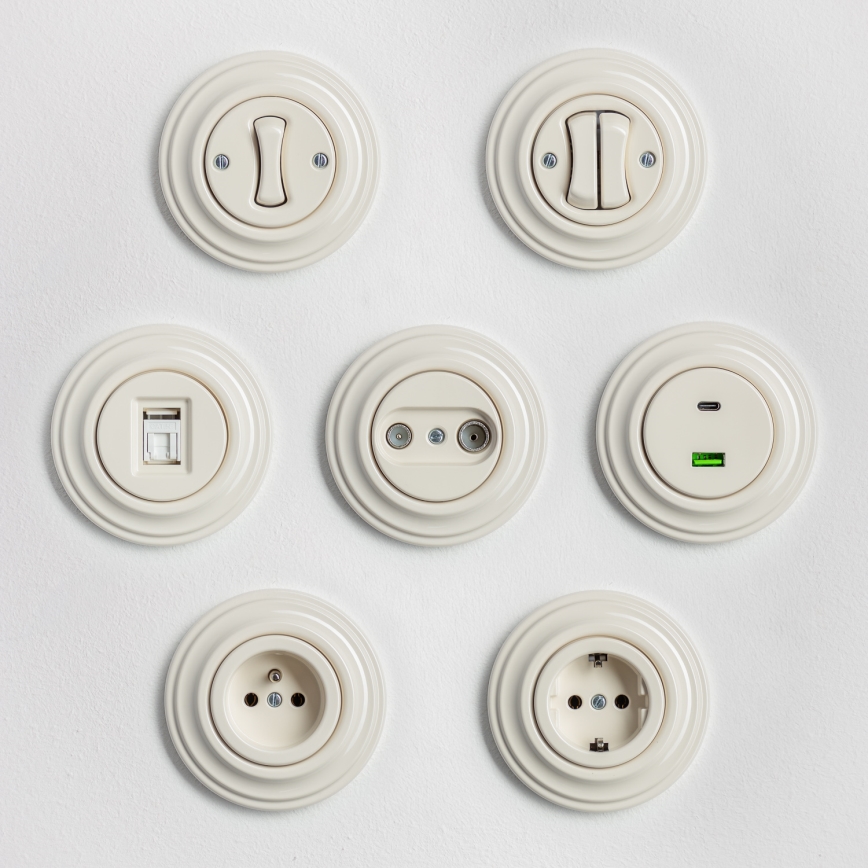 Kliklap - Retro dvojité tlačítko s rámečkem béžová