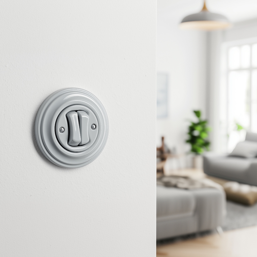 Kliklap - Retro dvojité tlačítko s rámečkem šedá