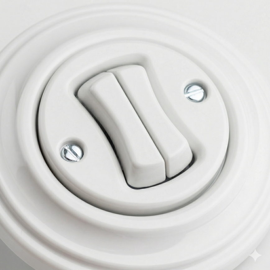 Kliklap - Retro dvojité tlačítko s rámečkem sněhově bílá