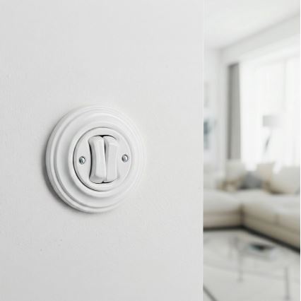 Kliklap - Retro dvojité tlačítko s rámečkem sněhově bílá