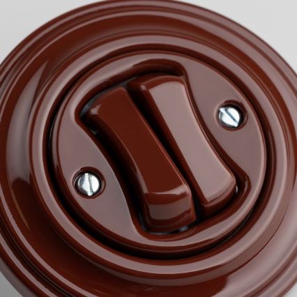 Kliklap - Retro dvojitý schodišťový vypínač s rámečkem č. 6+6 hnědá