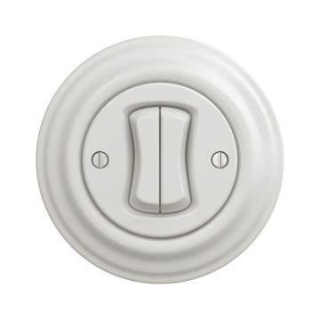 Kliklap - Retro dvojitý schodišťový vypínač s rámečkem č. 6+6 keramická bílá