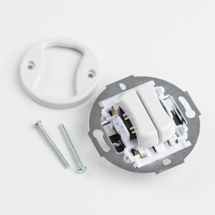 Kliklap - Retro dvojitý schodišťový vypínač s rámečkem č. 6+6 keramická bílá