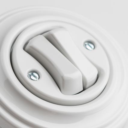 Kliklap - Retro dvojitý schodišťový vypínač s rámečkem č. 6+6 keramická bílá