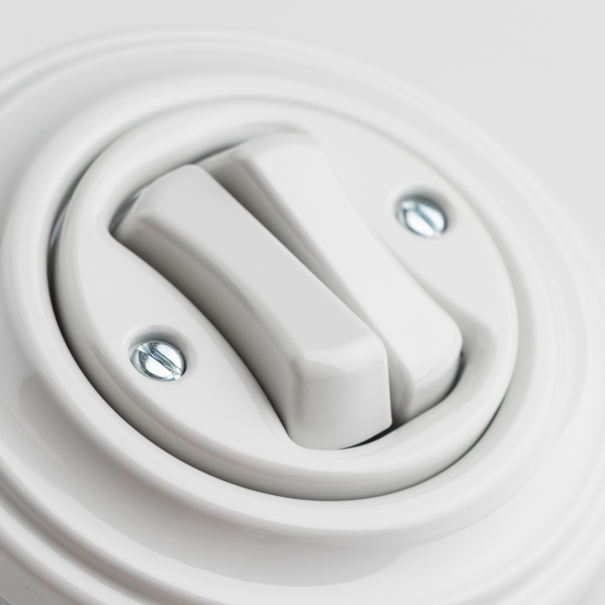 Kliklap - Retro dvojitý schodišťový vypínač s rámečkem č. 6+6 keramická bílá