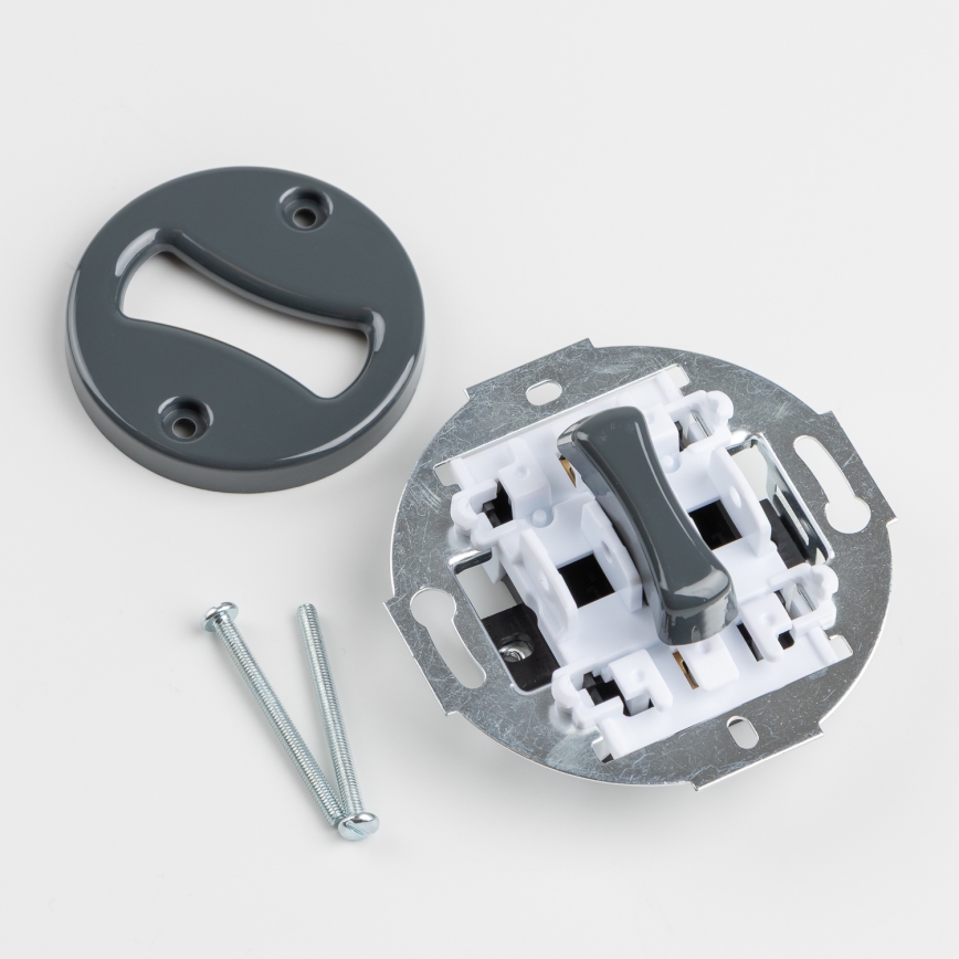 Kliklap - Retro jednopólový vypínač č. 1 a zásuvka 230V s rámečkem antracit