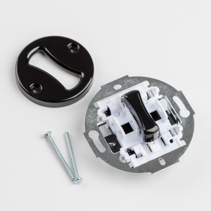 Kliklap - Retro jednopólový vypínač č. 1 a zásuvka 230V s rámečkem černá