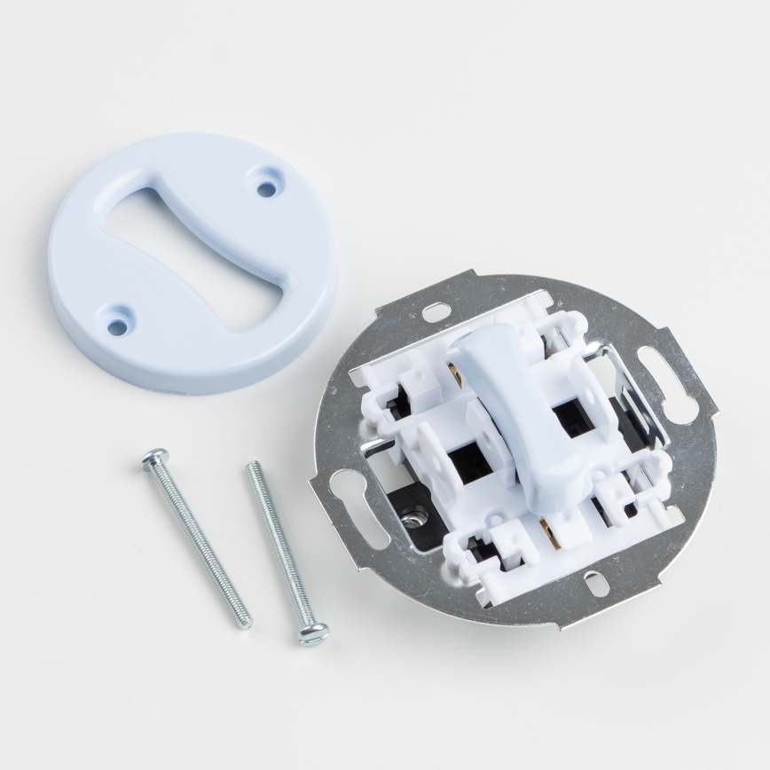 Kliklap - Retro jednopólový vypínač č. 1 a zásuvka 230V s rámečkem modrá